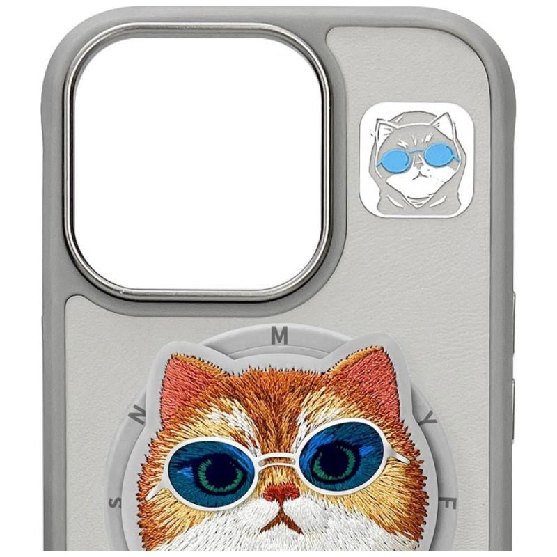 7. Nimmy Glasses Cool Cat MagSafe Case für iPhone 16 Pro - Grau