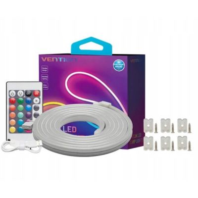 6. Vention Silikon-Neon-LED-Streifen mit IR-Fernbedienung, USB-5V-Netzteil, 2 m