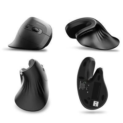 8. Wozinsky WWM-1076 Kabellose, vertikale, ergonomische Maus, 3600 DPI – Schwarz