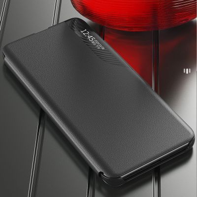 4. Eco Leather View Case Hülle für Samsung Galaxy S25 mit Klappständer - Schwarz