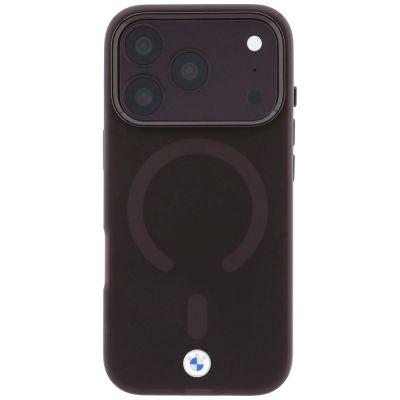 3. BMW Logo-Schutzhülle mit mattierter IML-Oberfläche und Metalllogo (MagSafe) für iPhone 18 Pro / 17 Pro – Burgunderrot