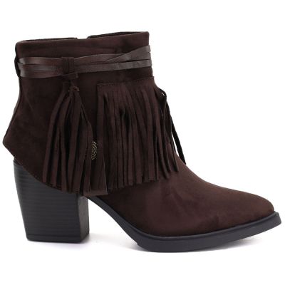 2. Gefütterte Damen-Cowboystiefel mit Fransen, Schokoladenbraun, M.Daszyński