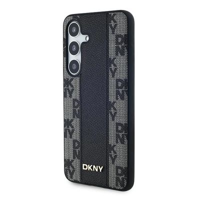 2. DKNY Leather Checkered Mono Pattern MagSafe-Hülle für Samsung Galaxy S24+ – Schwarz