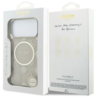 8. Guess IML Peony Dot MagSafe Hülle für iPhone 17 Pro Max – Beige