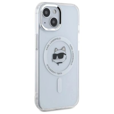 4. Karl Lagerfeld IML Metal Choupette Head MagSafe iPhone 15 Hülle - Weiß
