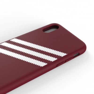 6. Adidas OR geformte PU-Wildleder-Hülle für iPhone X/XS, Burgunderrot
