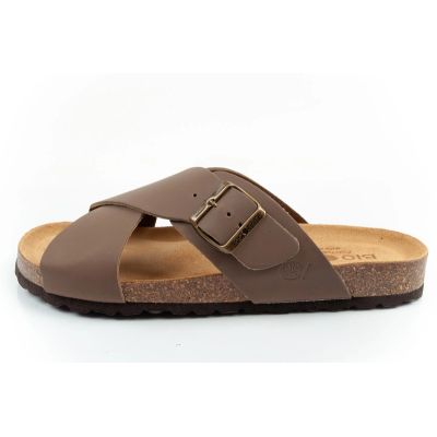 3. Bio Bio Schuhe Herren-Slipper, profilierte Flip-Flops, Naturleder, braun