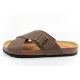 3. Bio Bio Schuhe Herren-Slipper, profilierte Flip-Flops, Naturleder, braun