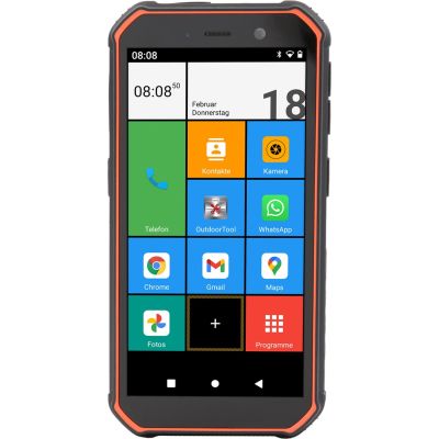 Olympia TREK Smartphone 14 cm (5,5 Zoll), Dual-SIM, Android 10.0, 4G, USB Typ-C, 3 GB RAM, 32 GB Speicher, 5000 mAh Akku – Orange