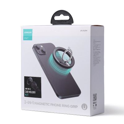 9. Joyroom Kit multifunktionaler magnetischer Autohalter Ring Telefonhalterung schwarz (JR-ZS294)