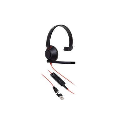64. POLY Blackwire 5210 Einohr-USB-C-Headset + 3,5-mm-Klinkenstecker + USB-C/A-Adapter