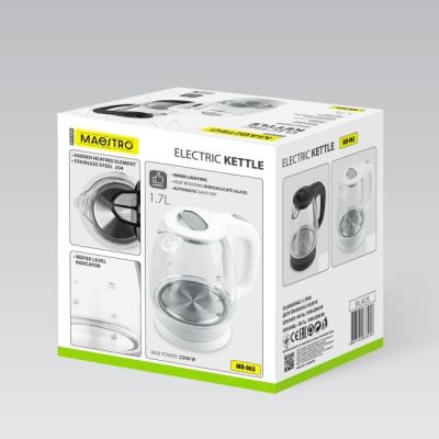 6. Elektrischer Glaswasserkocher 1,7 l 2200 W MR-063-WHITE MAESTRO
