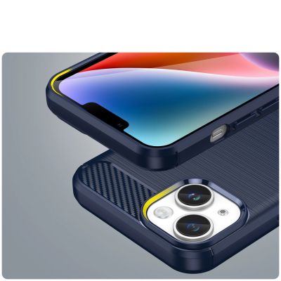 6. Carbon Case für iPhone 14 Plus flexible Gel-Rückseite blau