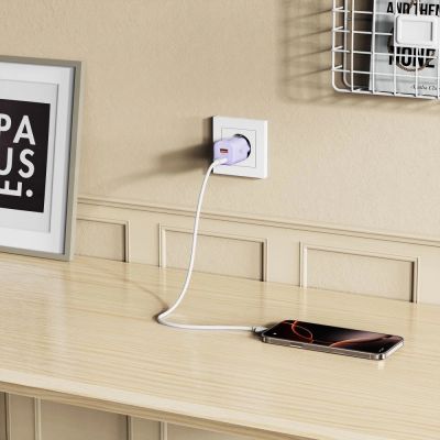 8. Tech-Protect NCM33 PD 33W QC3.0 USB-C / USB-C Wandladegerät - Lila