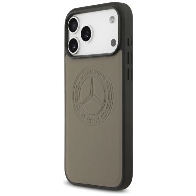 2. Mercedes Leder Vintage Logo MagSafe Hülle für iPhone 17 Pro Max - Beige