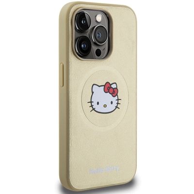 4. Hello Kitty Kitty Head MagSafe-Hülle aus Leder für iPhone 13 Pro / 13 – Gold