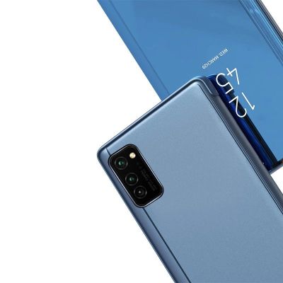 7. Clear View Case Klapphülle für Samsung Galaxy A03s (166,5) blau
