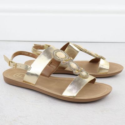 5. Flache Damensandalen mit Verzierung, Melissa Gold, Filippo DS6882
