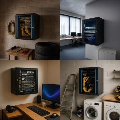 12. Extralink 9U 600x450 Schwarz | Rackschrank | Wandmontage