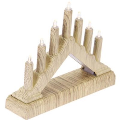 6. Adventskerzenhalter 15,5 x 3,2 x 13,5 cm, 7 LEDs, batteriebetrieben, Kiefernholz