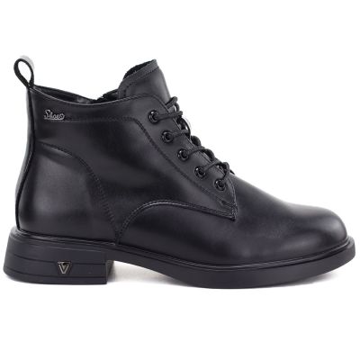 2. Schwarze, gefütterte Damen-Ankle-Boots aus Leder, Vinceza 39953