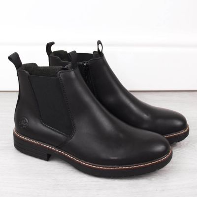 5. Rieker M RKR634 bequeme isolierte Lederstiefelette, schwarz