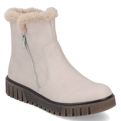 24. Damen-Stiefeletten mit Fellfutter, beige, Rieker Y3481-60