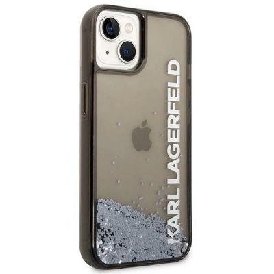 4. Karl Lagerfeld Liquid Glitter Elong Hülle für iPhone 14 Plus – Schwarz