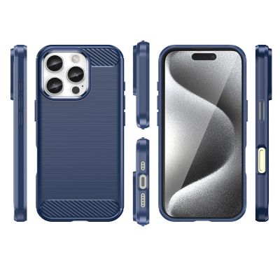 3. Carbon Case Silikonhülle für iPhone 16 Pro – blau