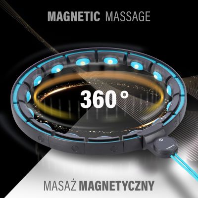 4. Magnetisches Hula-Hoop-Set Schwarz/Türkis HHM17 mit HMS-Zähler + Schlankheitsgürtel BR163 Rot