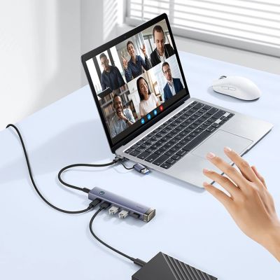 7. Baseus UltraJoy Series USB-A/USB-C Hub (4x USB-A 3.0, 1x USB-C 5V) – Grau
