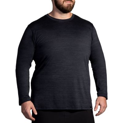 5. Luxe Langarm-Lauf-T-Shirt für Herren, Schwarz