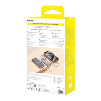 5. Baseus Free2Pull 10000 mAh 30 W Powerbank mit USB-C-Anschluss und einziehbarem USB-C-Kabel – Grau