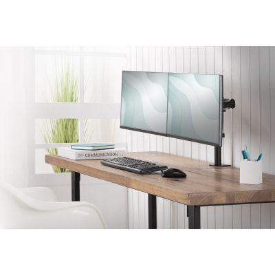 23. DIGITUS DOPPEL-TISCHHALTERUNG MIT KLEMME 2XLCD MAX. 32" MAX. BELASTUNG 2X 8KG NEIGBAR UND SCHWENKBAR SCHWARZ DA-90400