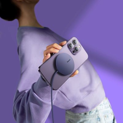 9. Baseus Simple Mini3 magnetisches Ladegerät MagSafe Qi 15W lila