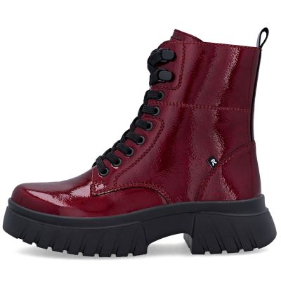 9. Damen-Ankle-Boots aus Leder, bordeauxrotes Plateau, Rieker W1870-35