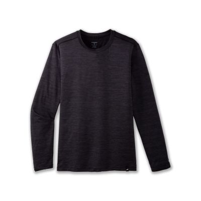2. Luxe Langarm-Lauf-T-Shirt für Herren, Schwarz