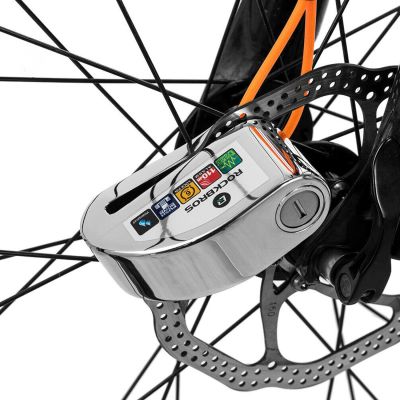 3. Rockbros LBAYG8308 Fahrradschloss mit Alarm und Bremsscheibenschloss – Orange