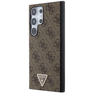 2. Guess Grip Stand 4G Triangle Strass Case für Samsung Galaxy S24 Ultra - Braun