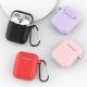 3. Case für AirPods 2 / AirPods 1 Silikon Softcase für Kopfhörer + Schlüsselanhänger Karabineranhänger Pink (Case D)