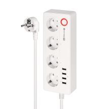 Kruger&Matz Steckdosenleiste mit 4 deutschen Steckdosen und 4 USB-Anschlüssen (2100 mA) Connect P6 Tuya