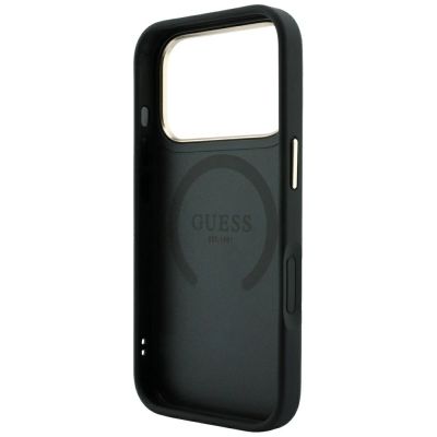 7. Guess Stripe Peony 4G Logo MagSafe Hülle für iPhone 17 Pro Max / 18 Pro Max - Schwarz