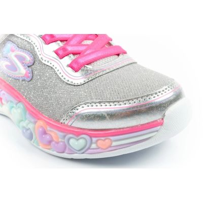 5. Skechers S Lights LED Kinderschuhe mit Klettverschluss für Mädchen, Grau