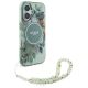 3. Guess IML Flowers With Pearl Strap MagSafe-Hülle für iPhone 16 Plus – Grün