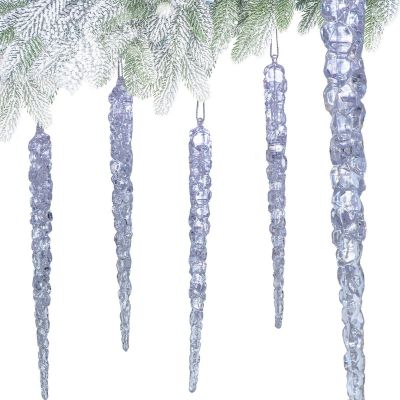 6. Kristall-Eiszapfen-Hängedekoration, 22 cm, 4 Stück