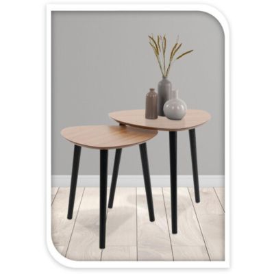 3. Couchtisch mit 3 Beinen, Holzplatte, 2er-Set