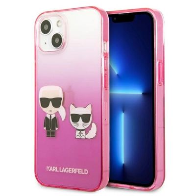 Karl Lagerfeld Gradient Ikonik Karl&Choupette Hülle für iPhone 13 mini - Pink