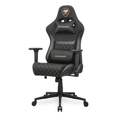 2. COUGAR CGR-A2F-GLB Universal-Gamingstuhl mit gepolsterter, bezogener Sitzfläche, Schwarz, Gold