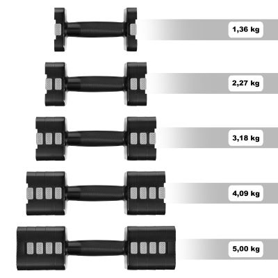 9. HL02 Verstellbare Hanteln Schwarz 2 x 5 kg HMS