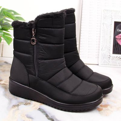 9. NEWS W EVE377A schwarze isolierte Schneestiefel mit Reißverschluss